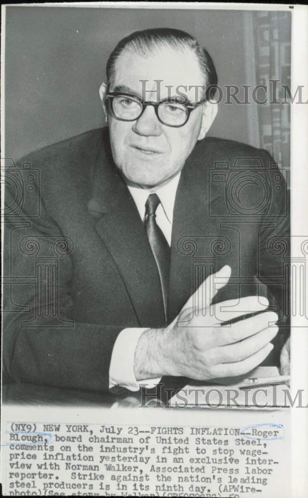 1959 Press Photo Roger Blough, United States Steel chairman at AP interview- Historic Images