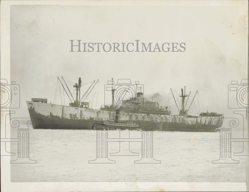 Press Photo S.S. Pierre Soule freighter, broke loose from its moorings in storm- Historic Images