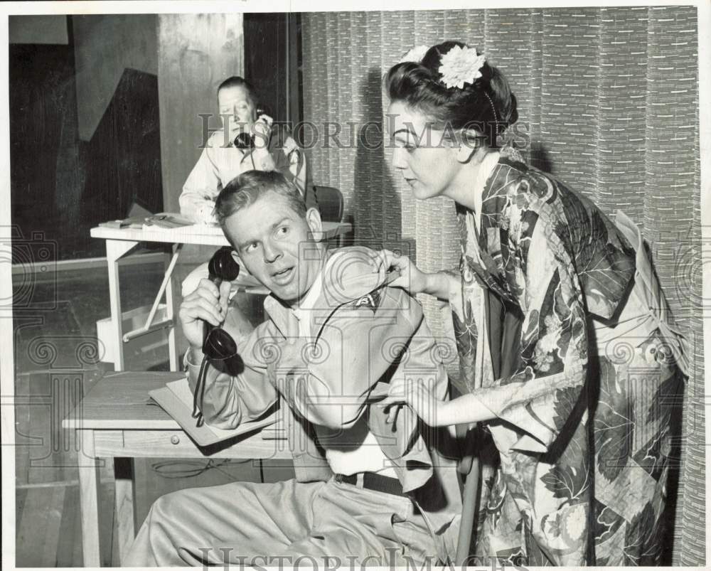 1959 Press Photo Cast of &quot;Teahouse of the August Moon&quot; at Elmwood Park theater- Historic Images