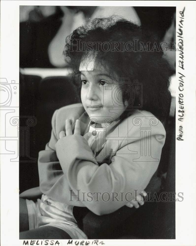 1989 Press Photo Melissa Mureira with bandage on head after dog attack, Florida- Historic Images