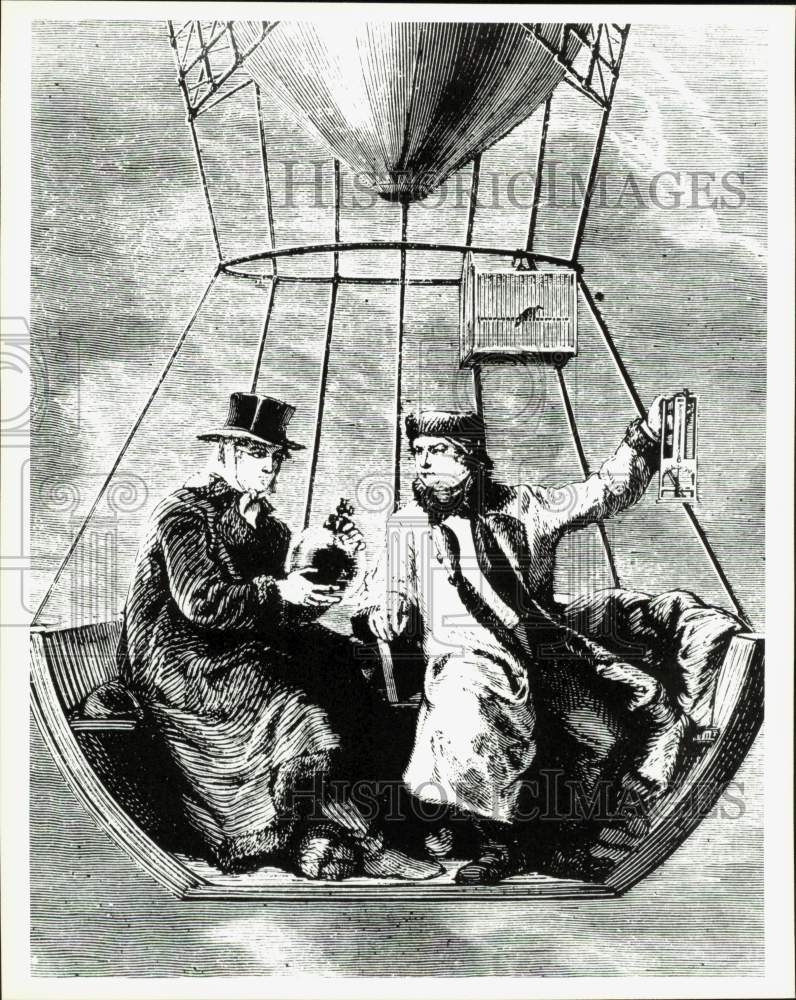 Press Photo Illustration of Joseph Gay-Lussac &amp; Colleague During Balloon Ascent- Historic Images