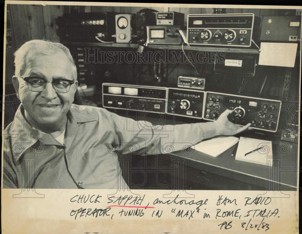 1983 Press Photo Chuck Sappah, Anchorage ham radio operator, Alaska - lrb06978- Historic Images