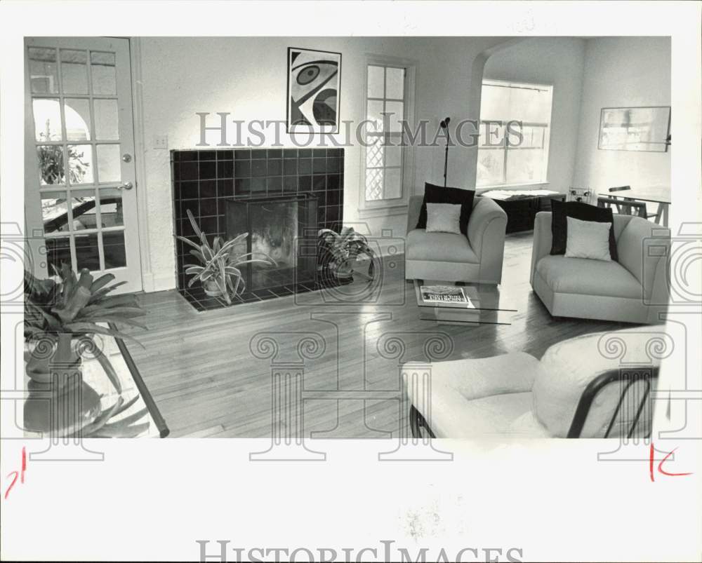 1987 Press Photo Interior of the newly remodeled home of Thomas Coppage in Miami- Historic Images