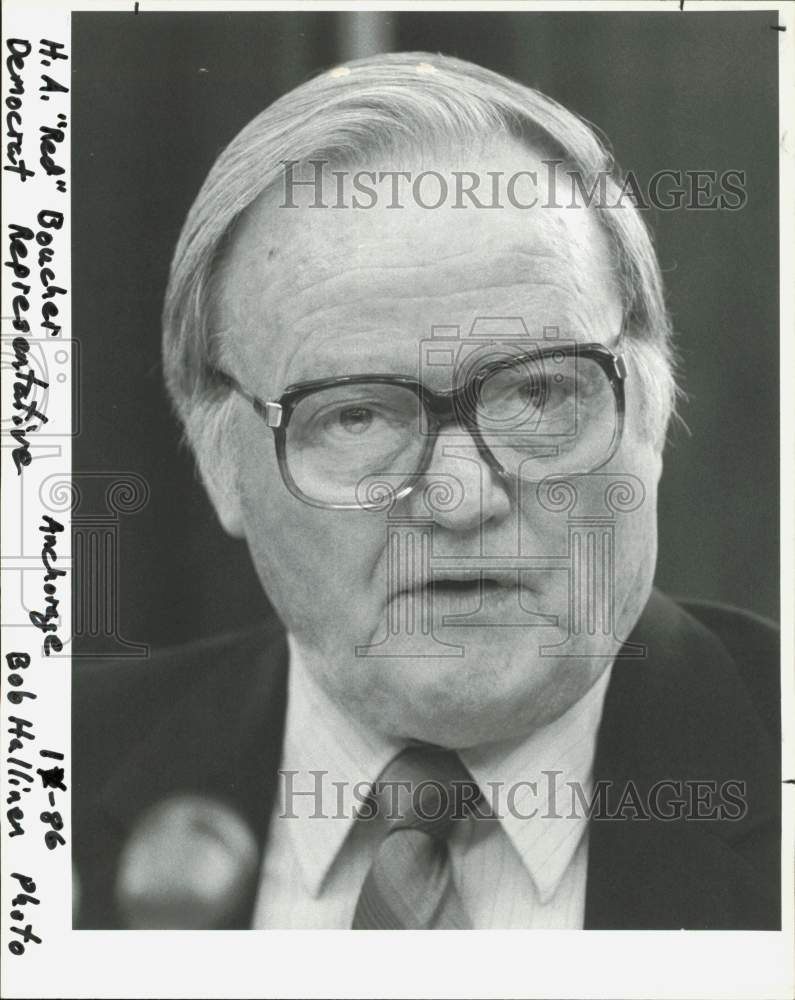 1986 Press Photo H.A. &quot;Red&quot; Boucher, Democratic Representative, Anchorage- Historic Images