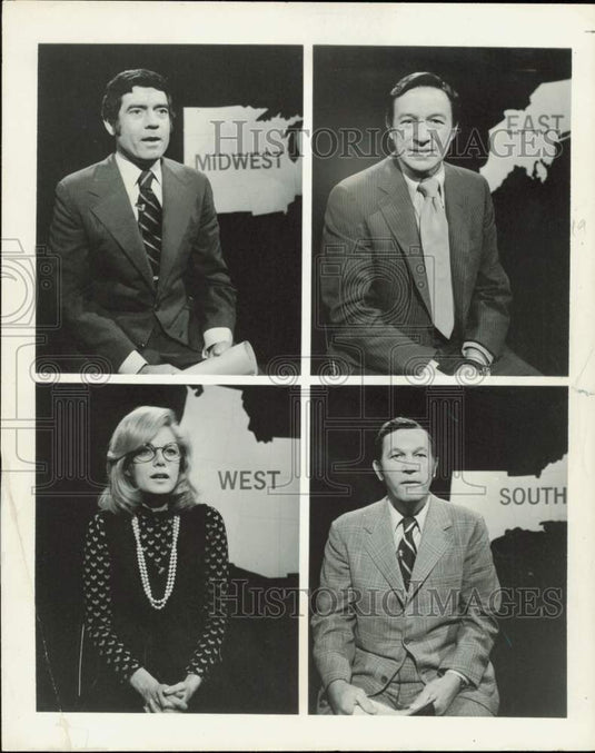 1976 Press Photo Reporters Dan Rather, Mike Wallace, Roger Mudd and Lesley Stahl- Historic Images