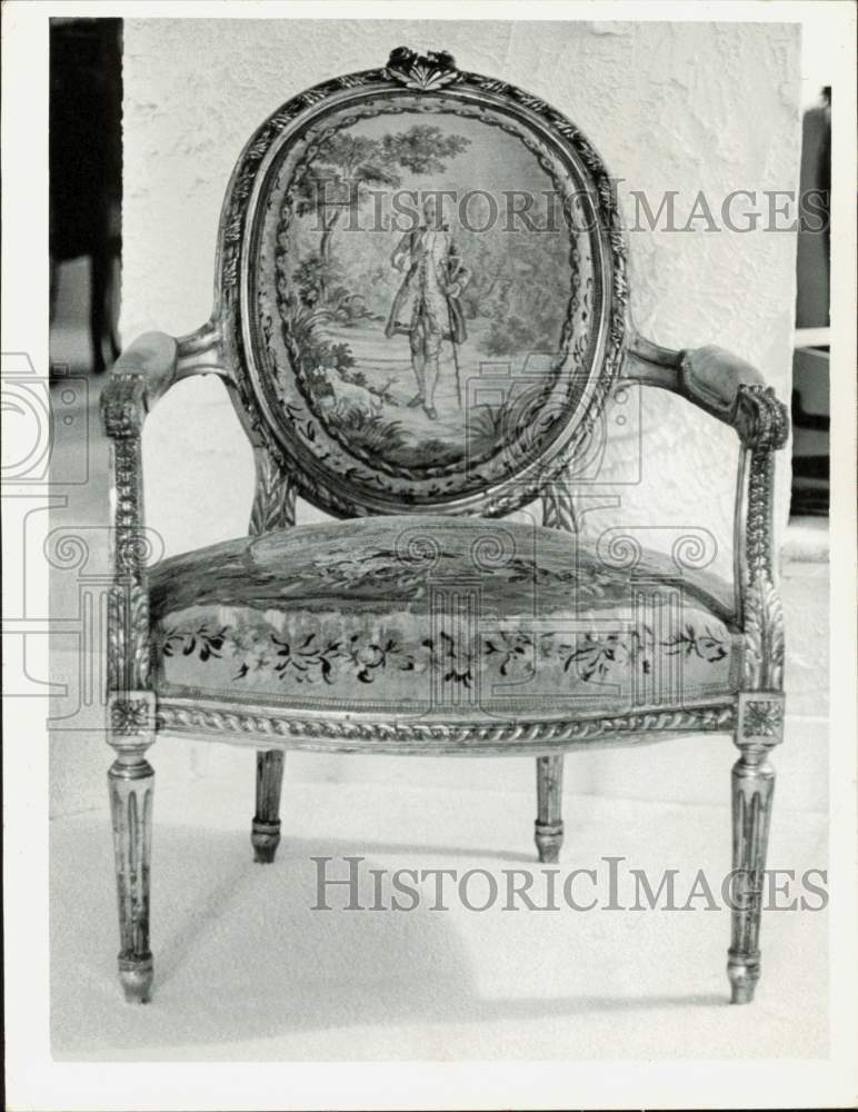 1967 Press Photo Antique Louis XVI Aubusson Open Armed Chair - lrb15370- Historic Images