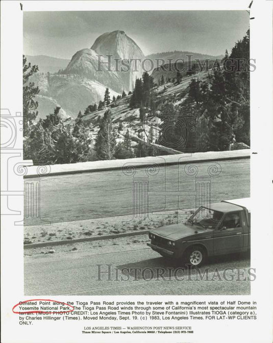 1983 Press Photo View of Half Dome from Olmsted Point, Yosemite National Park- Historic Images