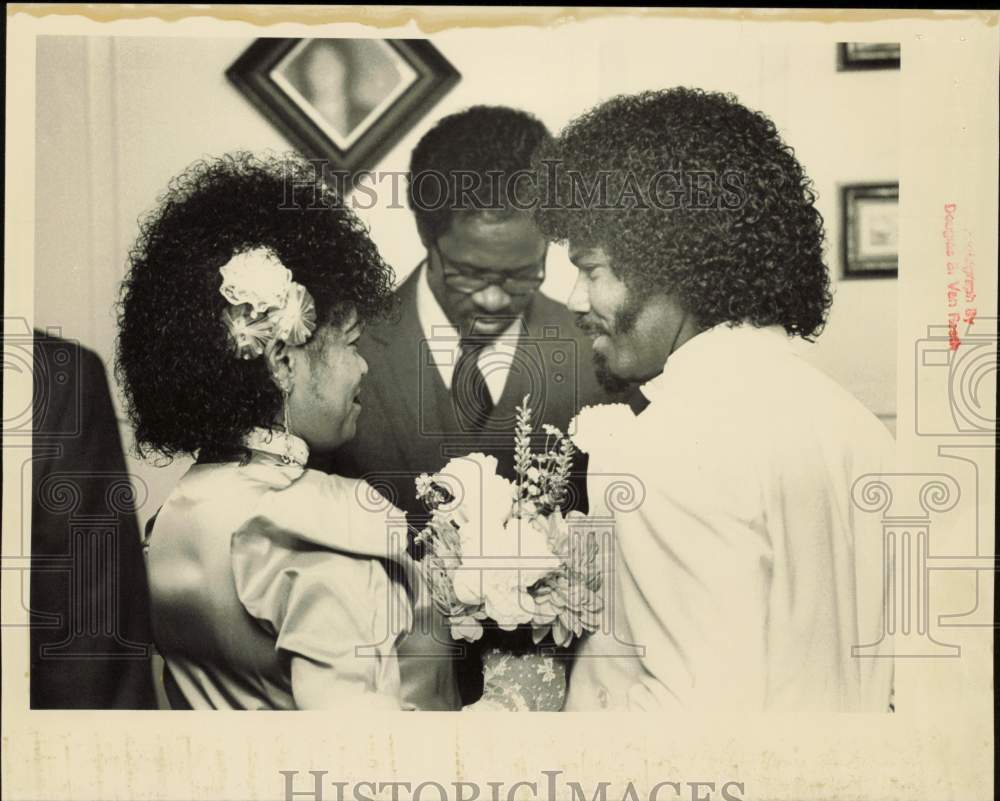 1987 Press Photo John and Arnita Lewis on Wedding Day - lrb17082- Historic Images