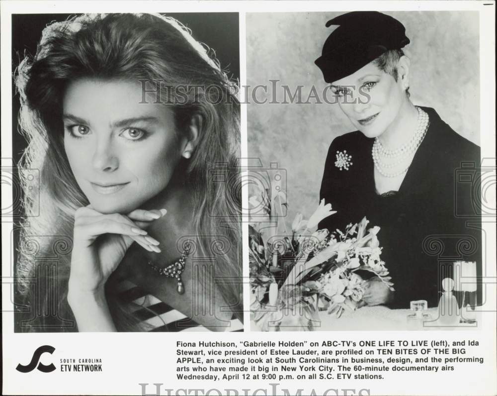 1989 Press Photo Actress Fiona Hutchison &amp; Estee Lauder Executive Ida Stewart- Historic Images