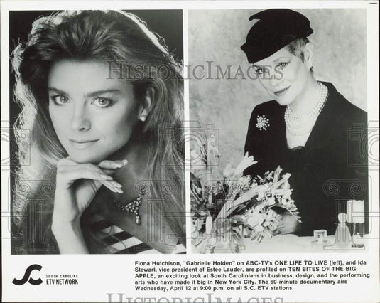1989 Press Photo Actress Fiona Hutchison & Estee Lauder Executive Ida Stewart- Historic Images