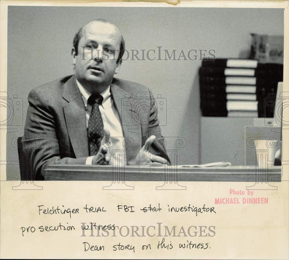 1989 Press Photo FBI Investigator as Prosecution Witness in Feichtinger Trial- Historic Images