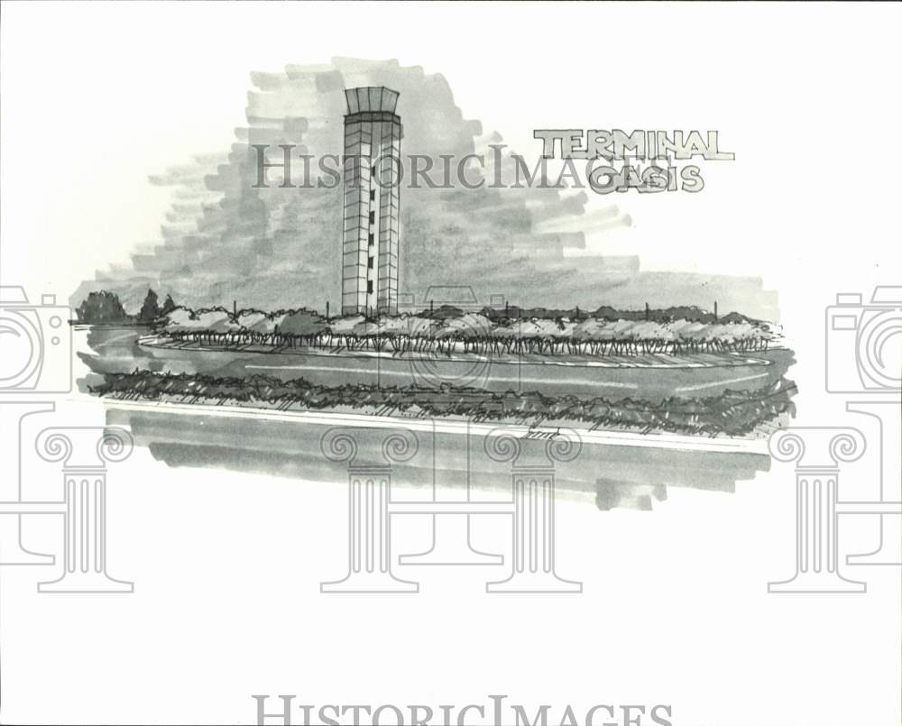 1982 Press Photo Artist rendering of new Charlotte/Douglas terminal, N. Carolina- Historic Images