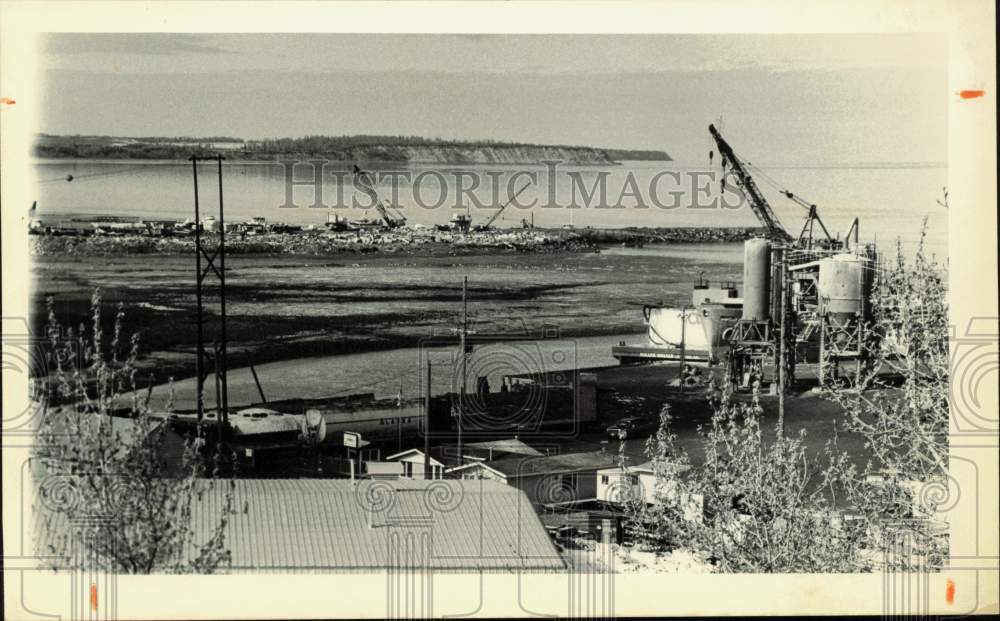 1987 Press Photo Ship Creek beyond Pacific Western dock and fill area- Historic Images