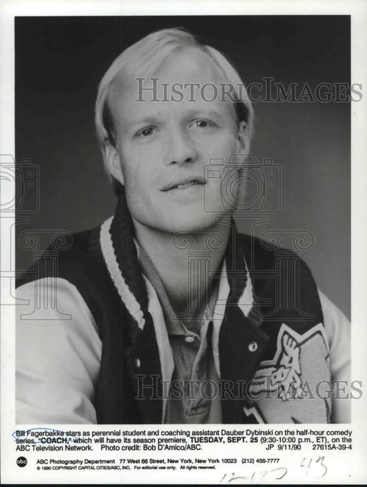 1990 Press Photo Bill Fagerbakke stars in the TV comedy "Coach" on ABC- Historic Images