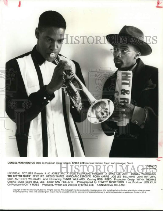 1990 Press Photo Denzel Washington and Spike Lee star in "Mo' Better Blues"- Historic Images