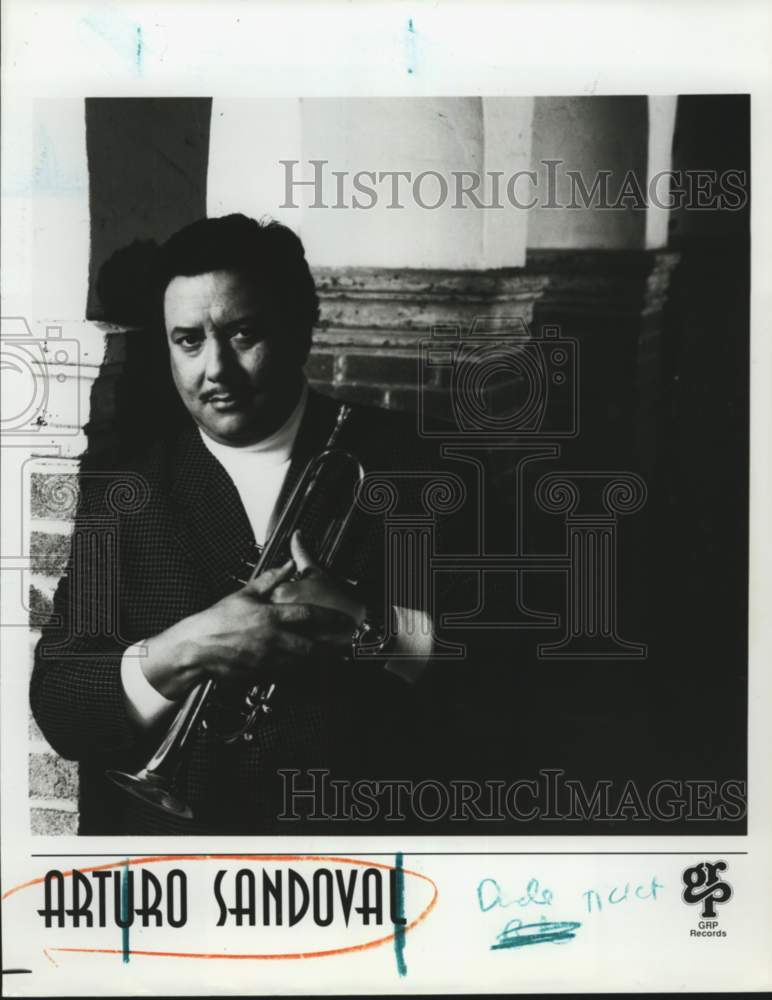 1995 Press Photo Musician Arturo Sandoval, Miami Symphony Dade County Auditorium- Historic Images