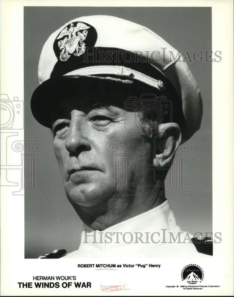 1983 Press Photo American actor Robert Mitchum in a scene from The Winds Of War- Historic Images