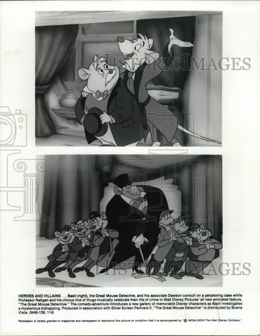 1986 Press Photo Cartoon Characters In "The Great Mouse Detective" - lrp25108- Historic Images