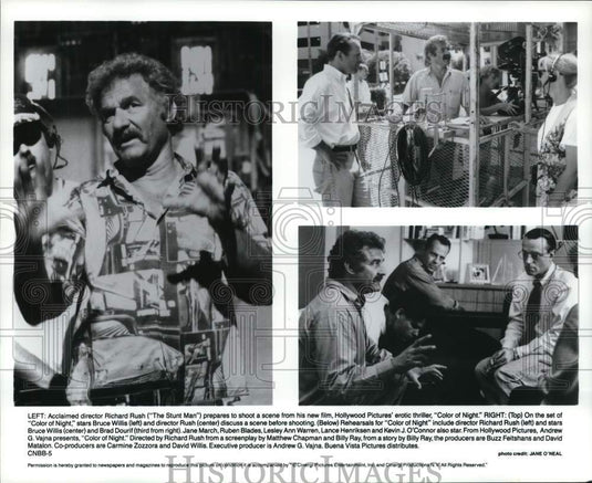Press Photo Director Richard Rush and stars on the set of "Color Of Night"- Historic Images