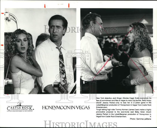 1992 Press Photo The cast in scenes from "Honeymoon in Vegas.' - lrp38044- Historic Images