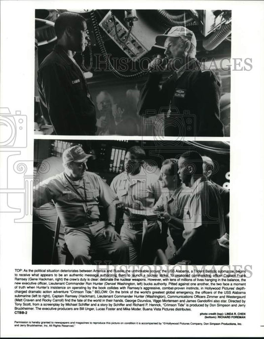 Press Photo Gene Hackman and others star in the film "Crimson Tide" - lrp39518- Historic Images