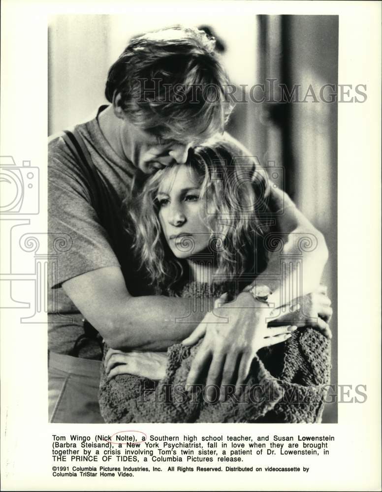 1991 Press Photo Nick Nolte &amp; Barbara Streisand star in &quot;The Prince of Tides&quot;- Historic Images