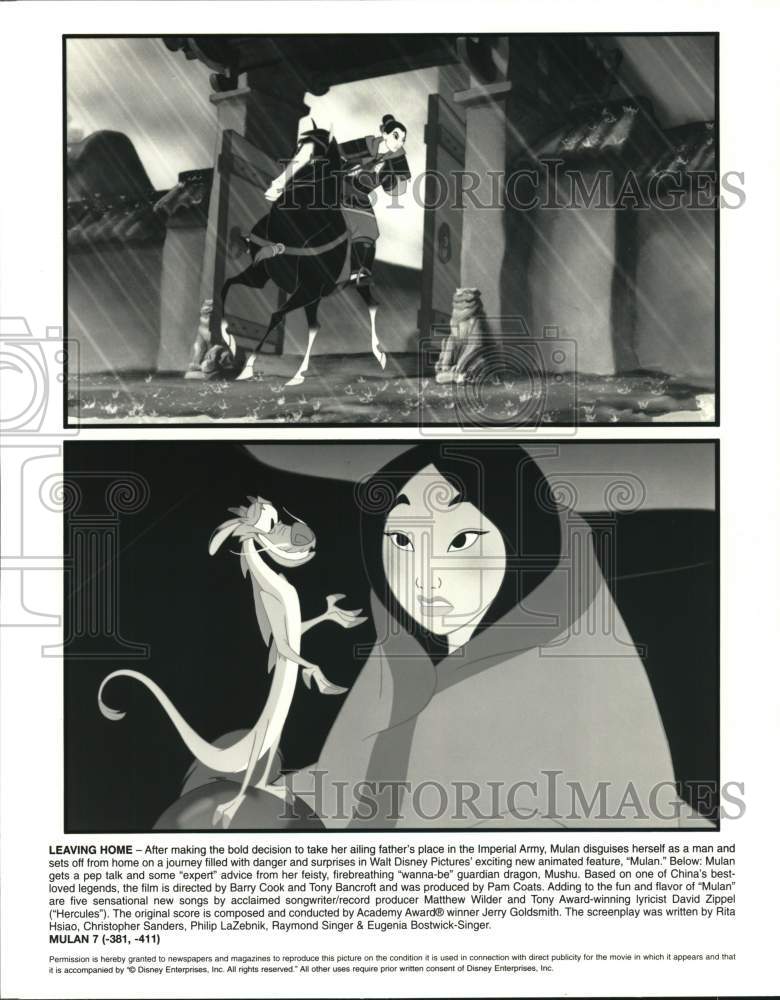 1998 Press Photo Scenes from the animated Disney film &quot;Mulan&quot; - lrp43645- Historic Images