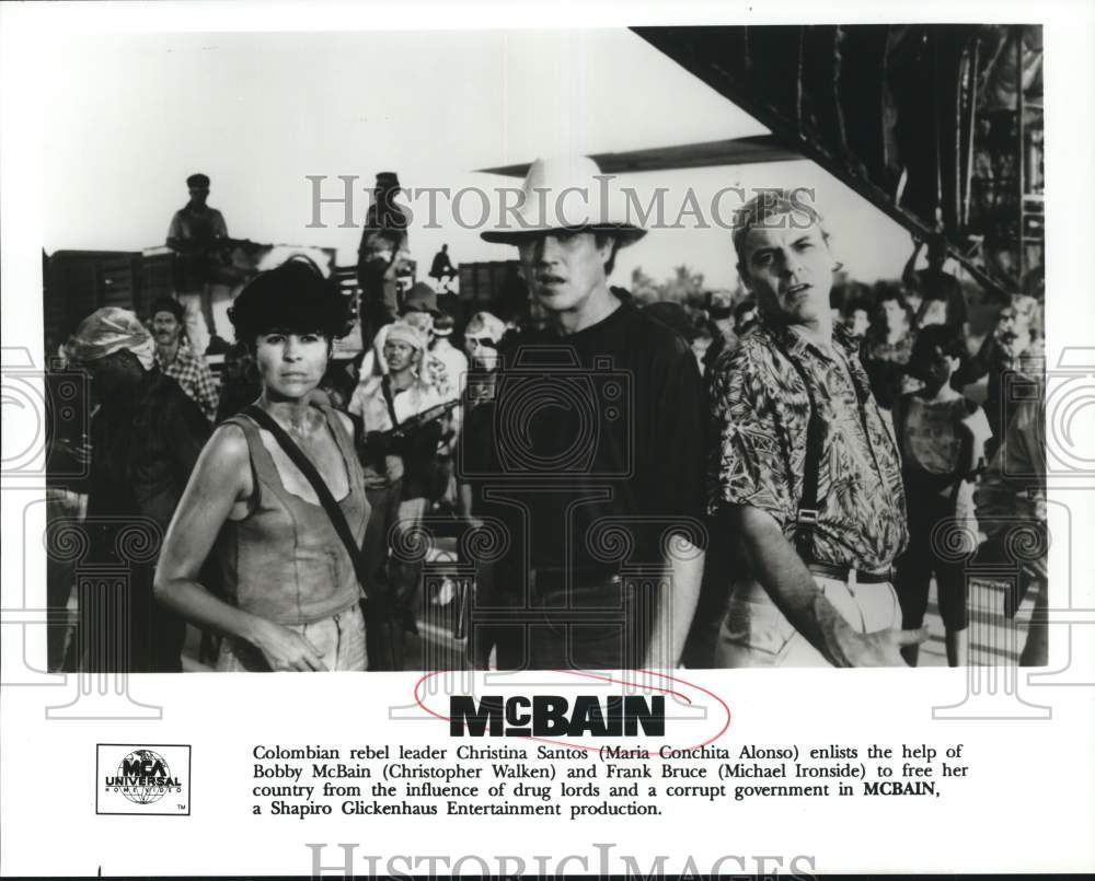 Press Photo Maria Conchita Alonzo and co stars in &quot;McBain&quot; - lrp46362- Historic Images