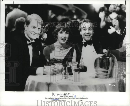 1987 Press Photo Sabine Azema, Pierre Ardit and Andre Dussolier star in "Melo"- Historic Images
