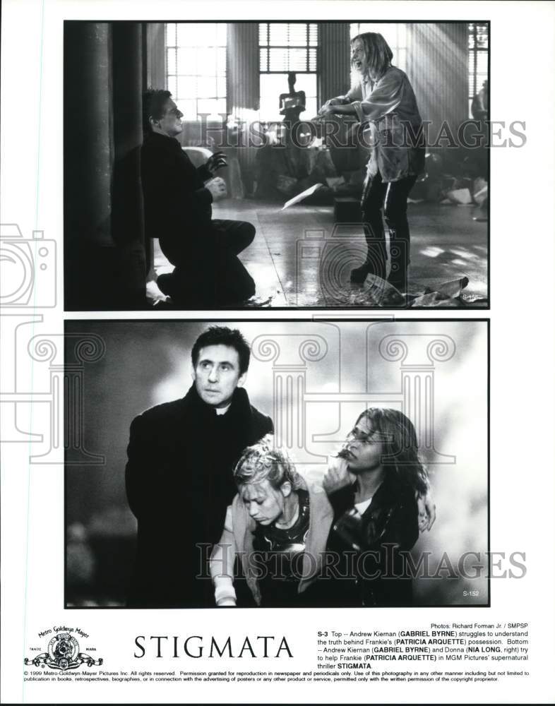 1999 Press Photo Patricia Arquette and others star in the film &quot;Stigmata&quot;- Historic Images