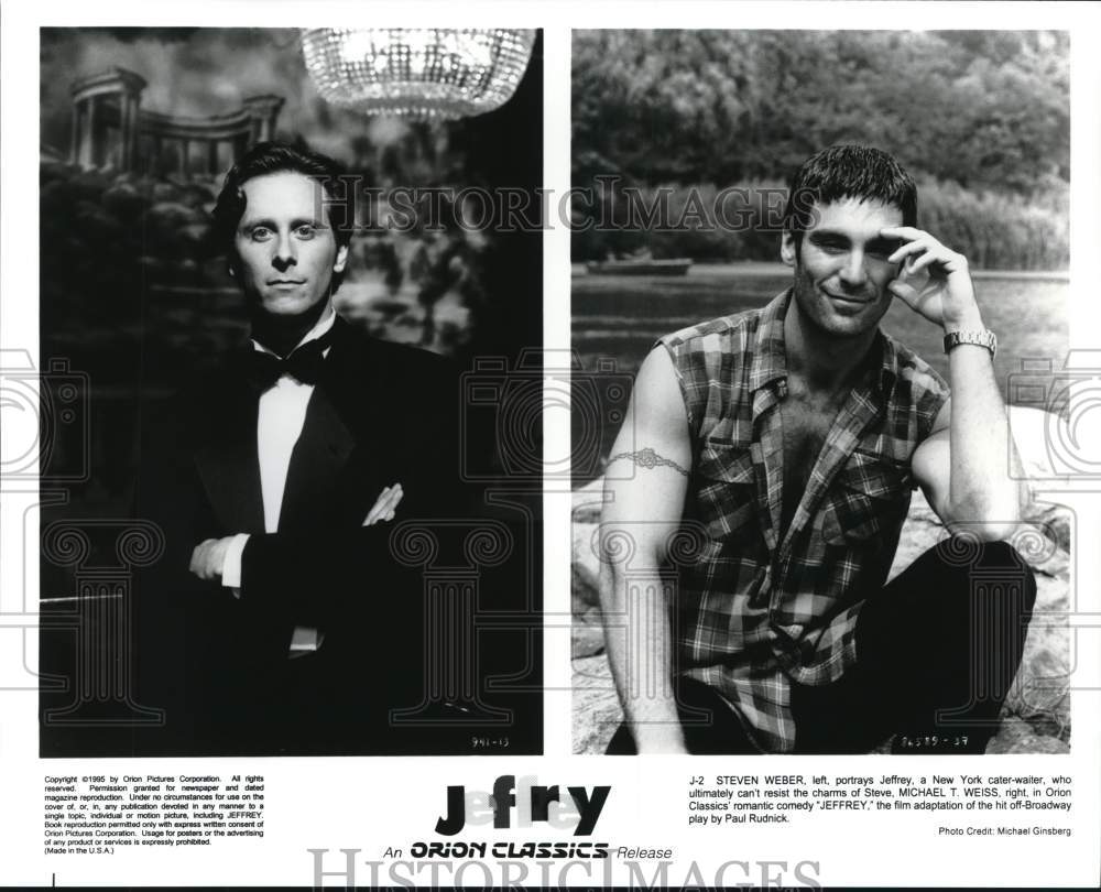 1995 Press Photo Steve Weber and Michael T. Weiss star in &quot;Jeffrey&quot; - lrp53619- Historic Images