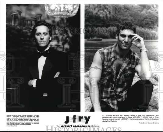1995 Press Photo Steve Weber and Michael T. Weiss star in "Jeffrey" - lrp53619- Historic Images