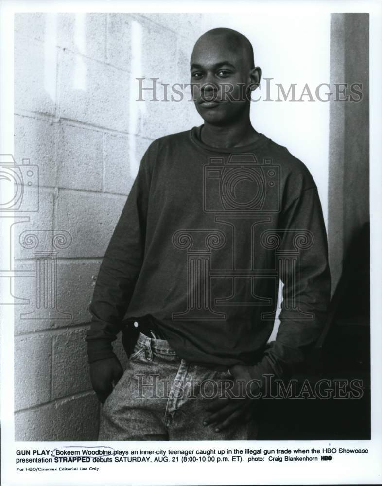 1993 Press Photo Bokeem Woodbine starring in &quot;Strapped&quot; - lrp56685- Historic Images