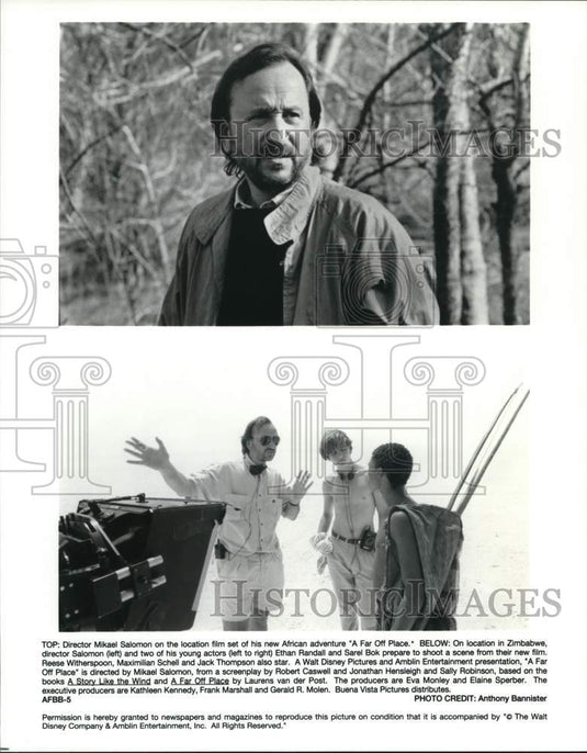 Press Photo The cast and crew on the set of "A Far Off Place." - lrp64012- Historic Images