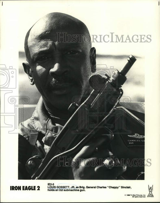 1988 Press Photo Actor Louis Gossett, Jr. in "Iron Eagle 2" Movie - lrp73506- Historic Images