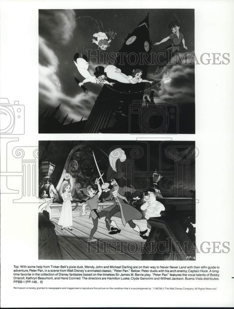 1952 Press Photo &quot;Peter Pan&quot; Animated Movie Scenes - lrp75601- Historic Images