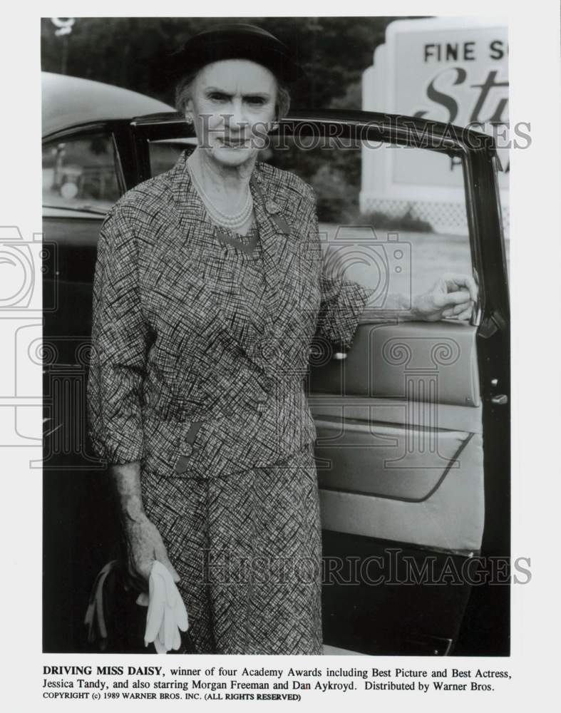 1989 Press Photo Actress Jessica Tandy in &quot;Driving Miss Daisy&quot; Movie - lrp80882- Historic Images