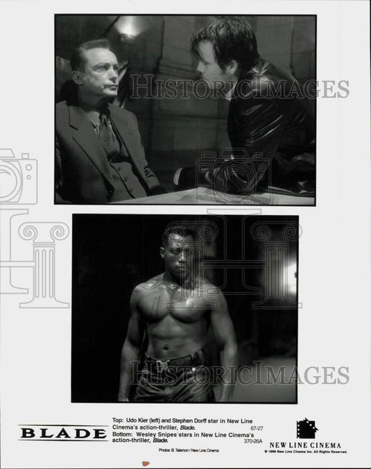 1998 Press Photo Udo Kier, Stephen Dorff, Wesley Snipes in "Blade" Movie- Historic Images