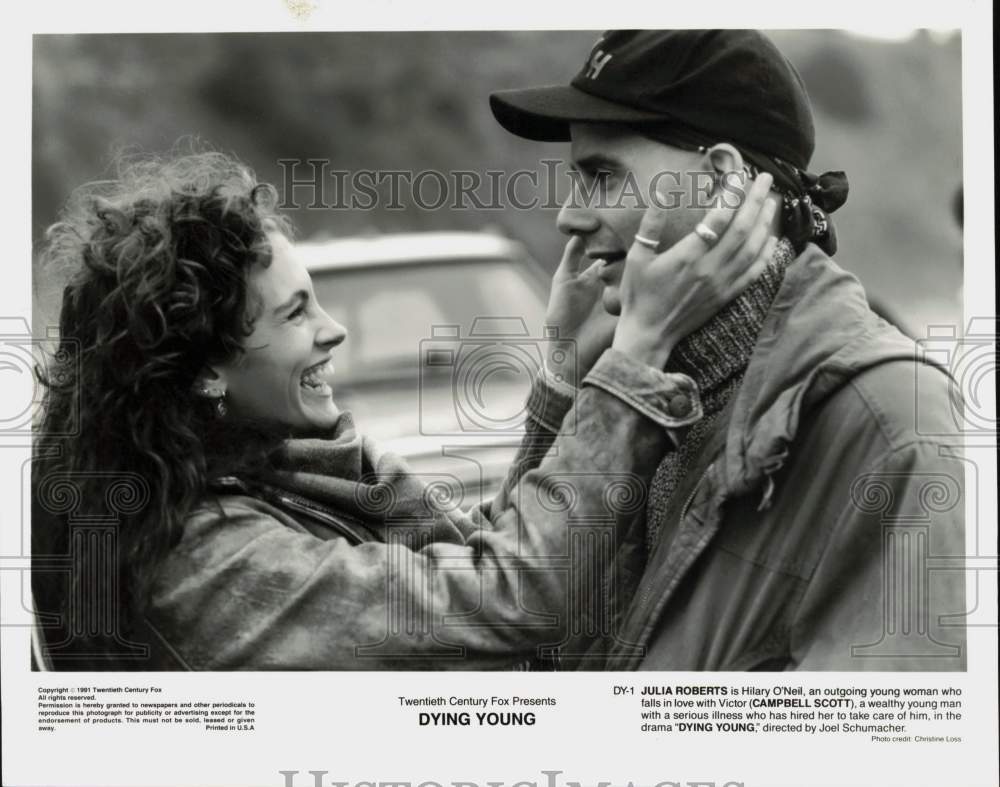 1991 Press Photo Julia Roberts, Campbell Scott in &quot;Dying Young&quot; Movie- Historic Images