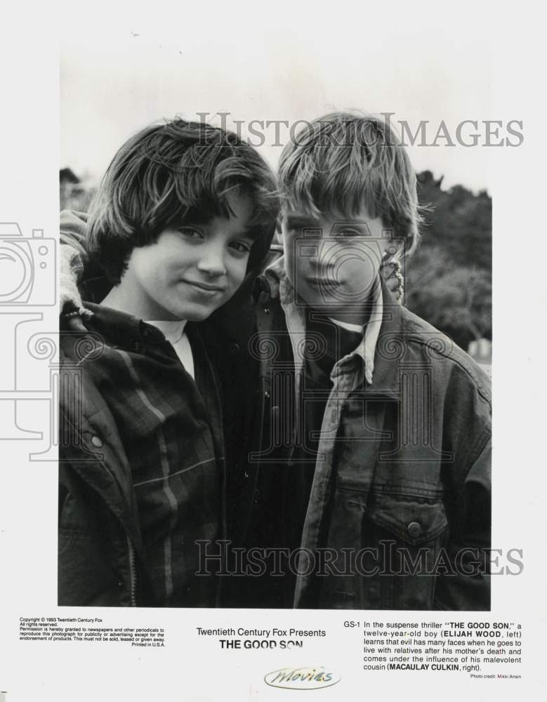 1993 Press Photo Elijah Wood and Macaulay Culkin star in &quot;The Good Son&quot;- Historic Images