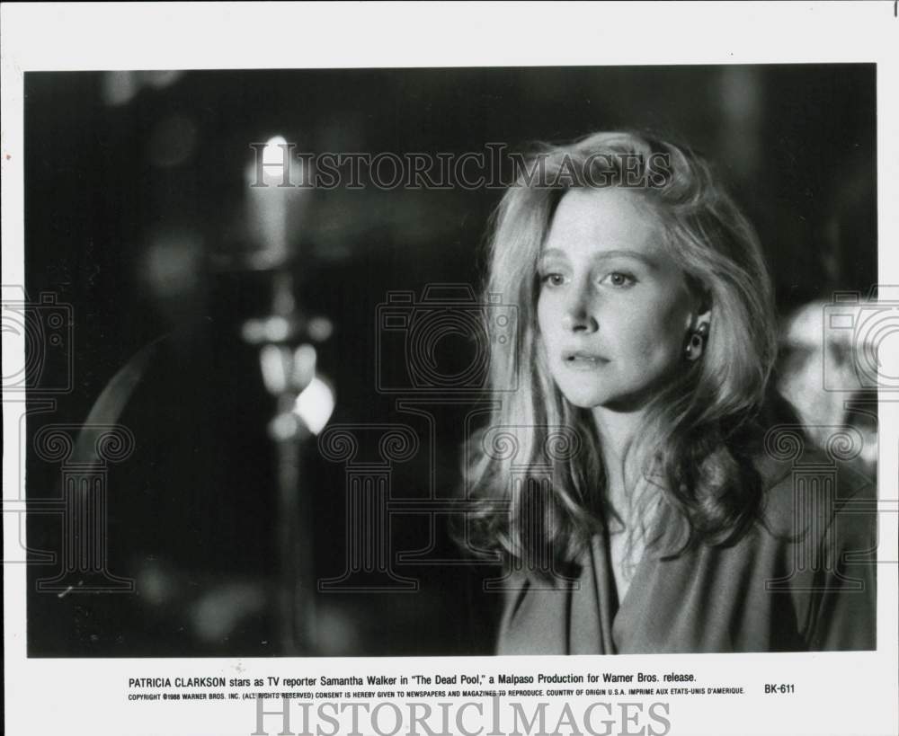 1988 Press Photo Actress Patricia Clarkson in &quot;The Dead Pool&quot; Movie - lrp85346- Historic Images