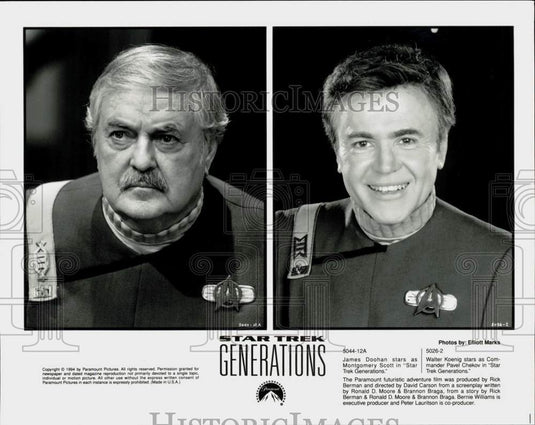 1994 Press Photo James Doohan & Walter Koenig in "Star Trek: Generations" Movie- Historic Images