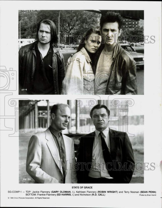 1990 Press Photo Sean Penn, Gary Oldman & Co-Stars in "State of Grace" Movie- Historic Images