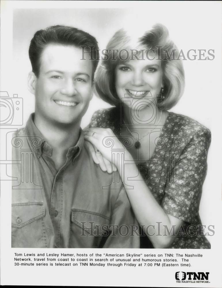 Press Photo Tom Lewis and Lesley Hamer, Hosts of &quot;American Skyline&quot; TV Series- Historic Images