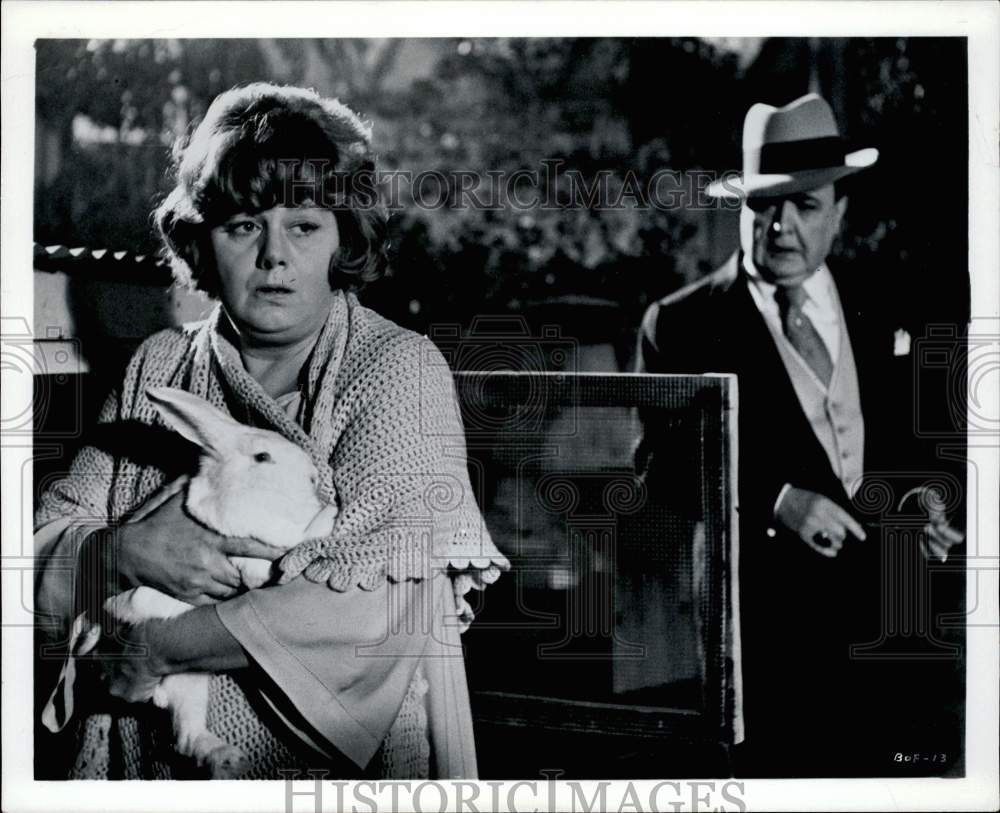 Press Photo Actress Shelley Winters Holding Rabbit in Movie Scene - lrp86928- Historic Images