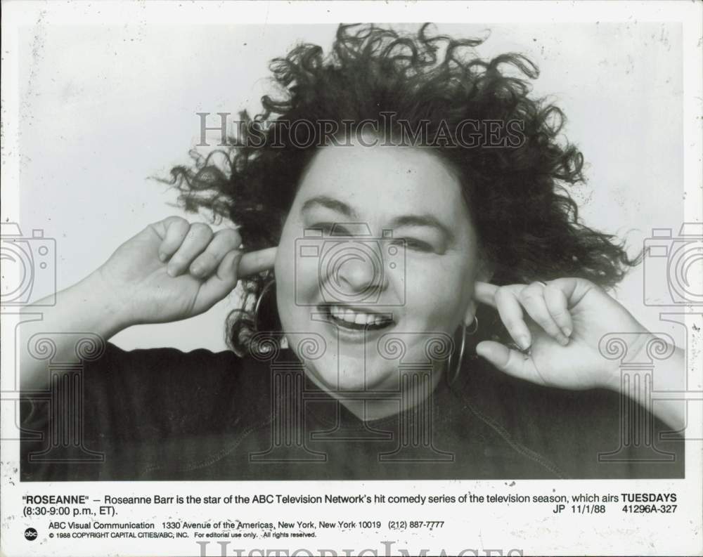 1988 Press Photo Roseanne Barr stars on &quot;Roseanne,&quot; on ABC Television.- Historic Images