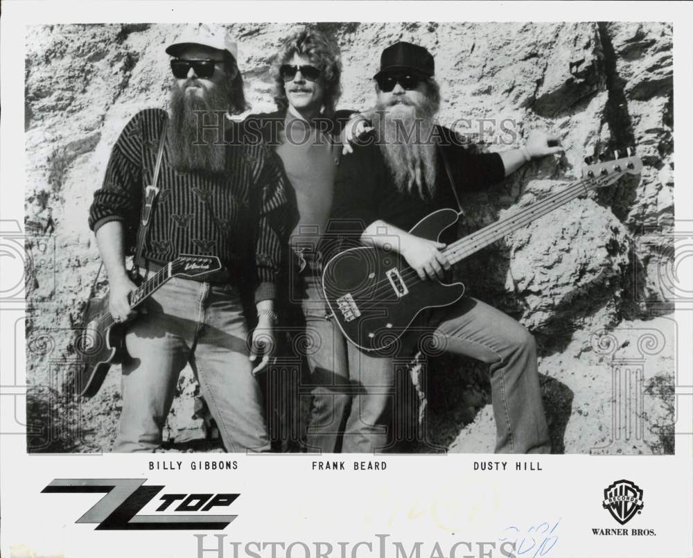 Press Photo ZZ Top, Music Group - Billy Gibbons, Frank Beard, Dusty Hill- Historic Images