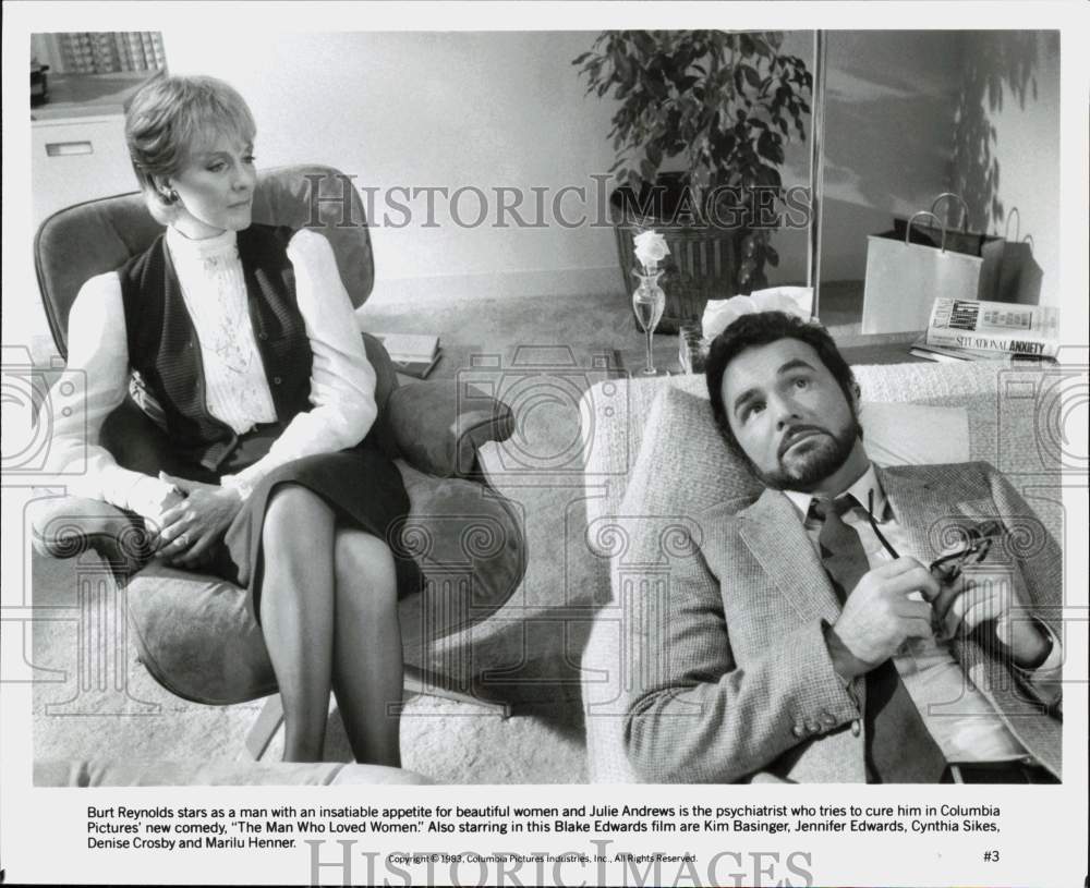 1983 Press Photo Burt Reynolds, Julie Andrews in &quot;The Man Who Loved Women&quot;- Historic Images