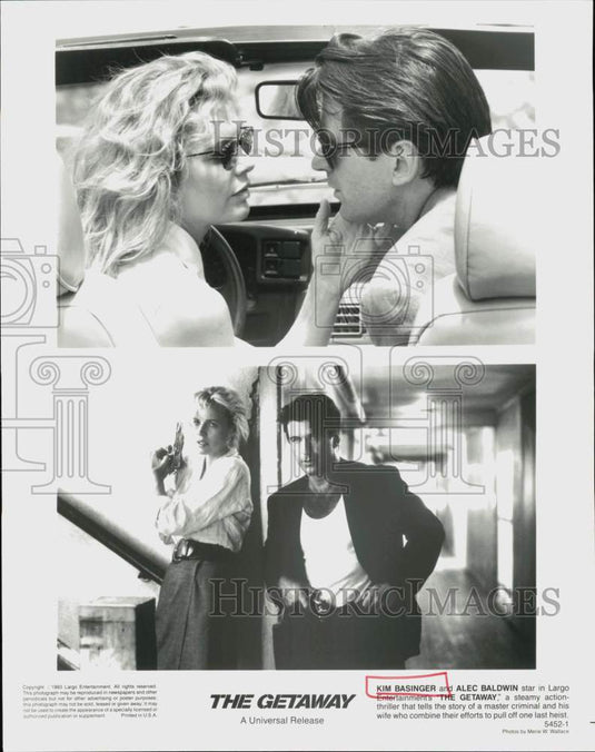 1993 Press Photo Actors Kim Basinger and Alec Baldwin in "The Getaway"- Historic Images