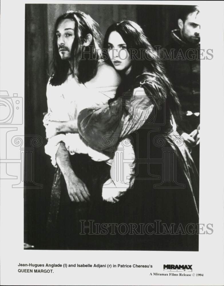 1994 Press Photo Jean-Hugues Anglade &amp; Isabelle Adjani in &quot;Queen Margot&quot; Movie- Historic Images